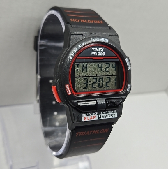 Vintage Timex 8 Lap Ironman Triathlon Digital 36mm Watch Indiglo Red New Battery - Picture 3 of 10